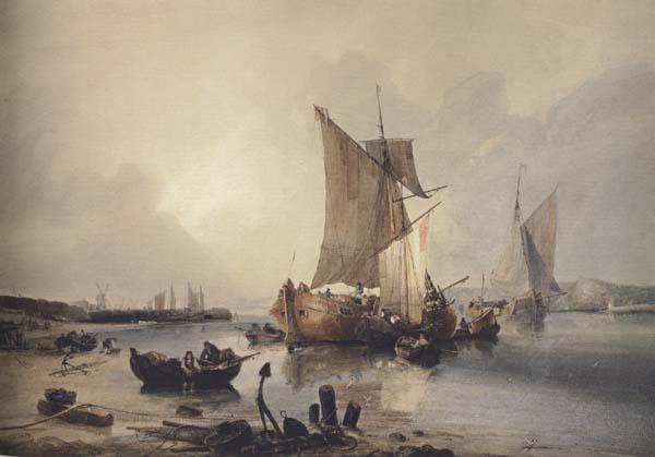 Samuel Owen Loading boats in an estuary (mk47) Germany oil painting art